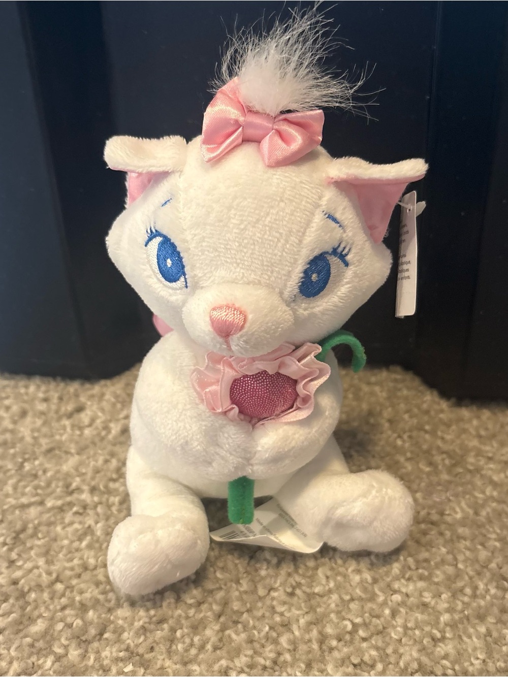 DISNEY Store - Aristocats - MARIE With FLOWER - White Plush Kitten Pink Bow NEW